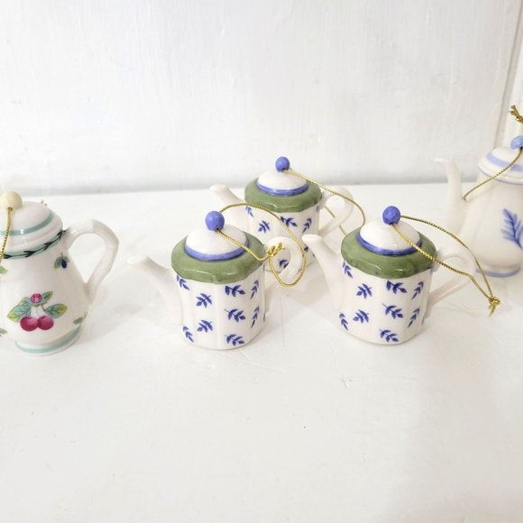 Ceramic Teapot Ornaments, Set of Nine - Picture 4 of 8